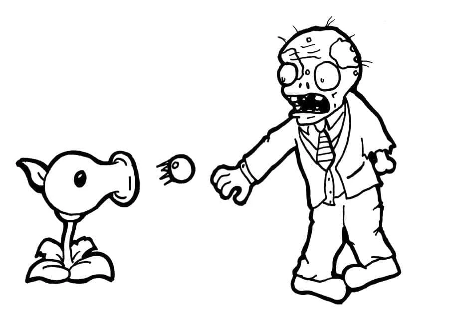 Bitkiler vs Zombiler boyama sayfası – okul öncesi, evde etkinlik