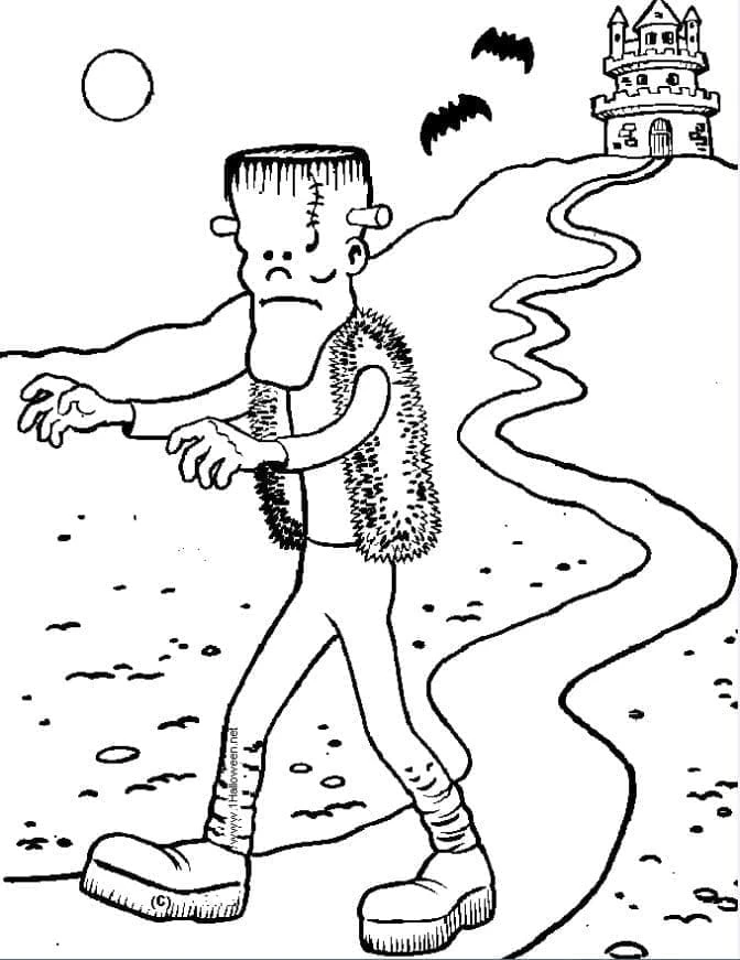 Frankenstein boyama sayfası – sanatsal çalışma, çocuklar için