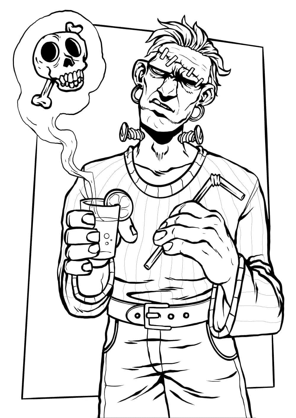 Frankenstein boyama sayfası – el becerilerini geliştirir, boyama çalışması