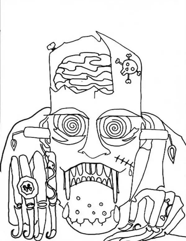 Frankenstein boyama sayfası – keyifli zaman, renkli çizimler