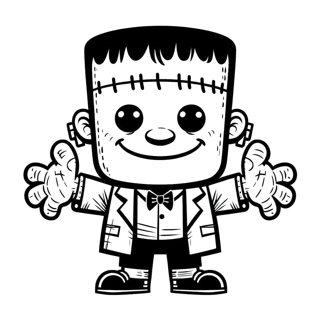 Frankenstein boyama sayfası – çizgi film temalı, basit çizim