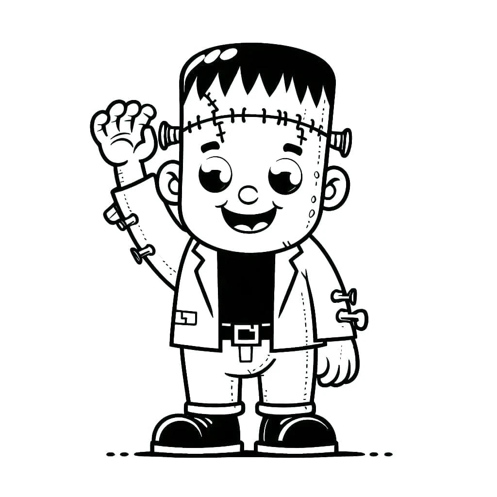 Frankenstein boyama sayfası – basit çizim, kolay boyama