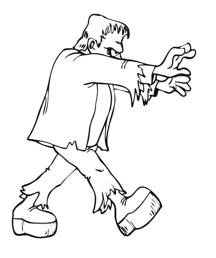 Frankenstein boyama sayfası – renkli çizimler, okul öncesi