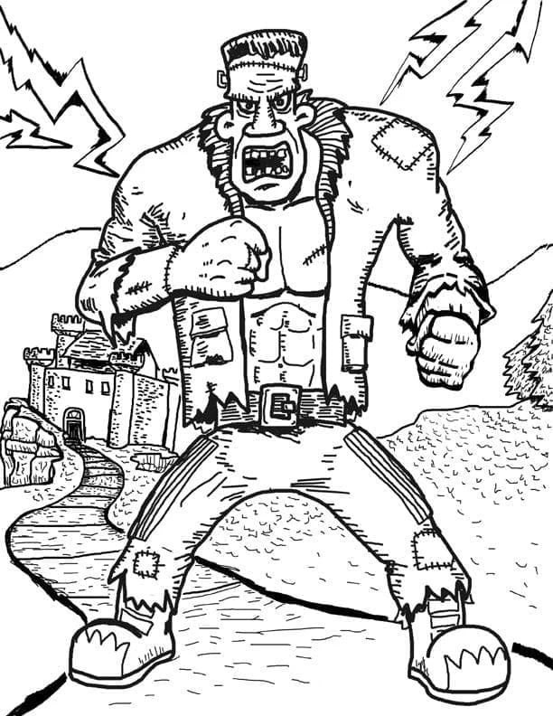 Frankenstein boyama sayfası – ücretsiz yazdır, boyama etkinliği