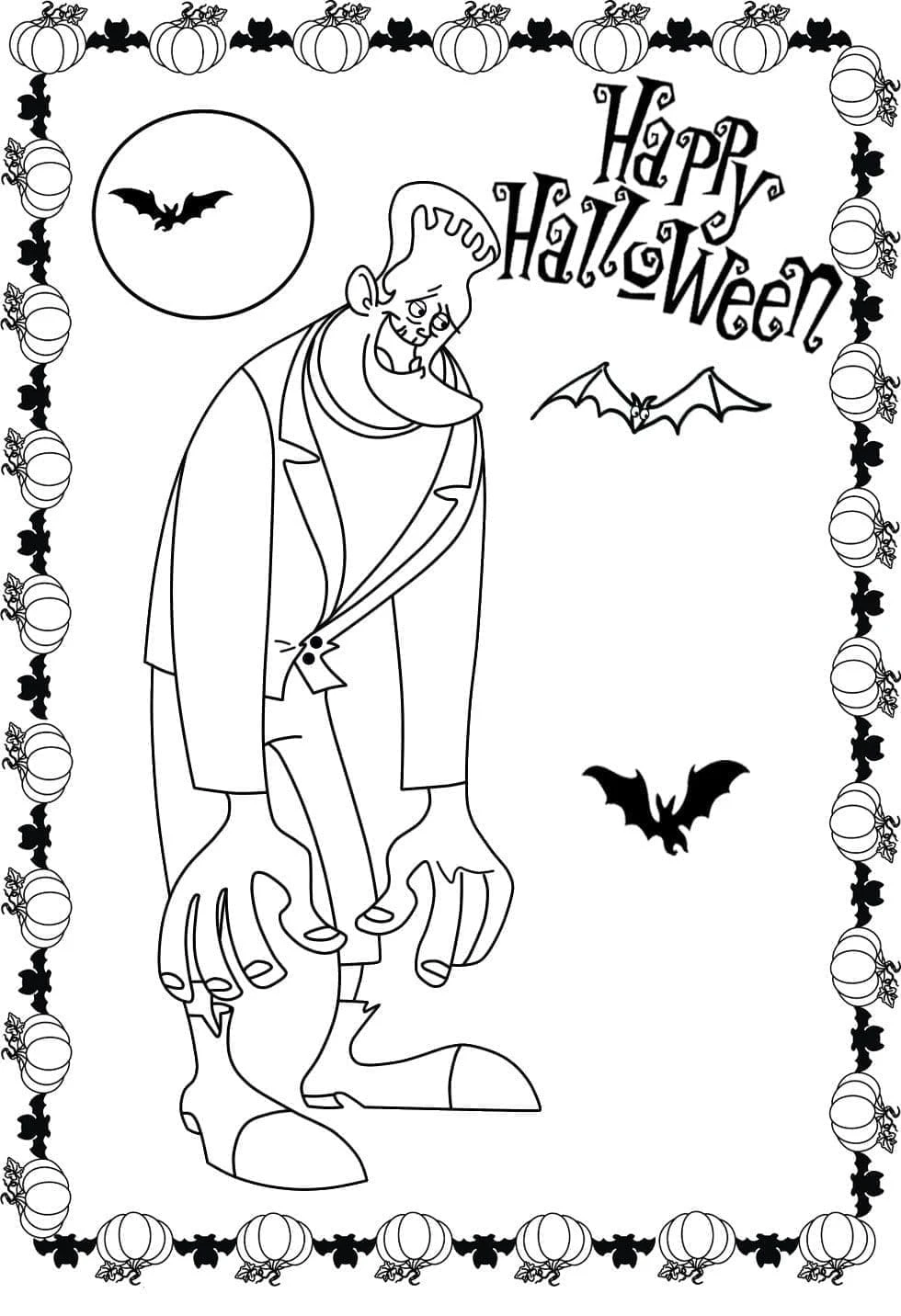 Frankenstein boyama sayfası – keyifli zaman, renkli çizimler
