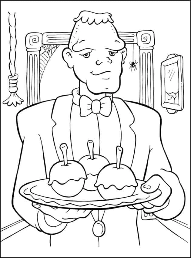 Frankenstein boyama sayfası – renkli çizimler, okul öncesi