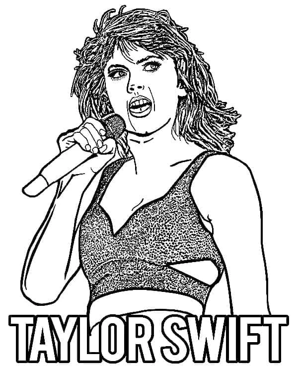 Taylor Swift boyama sayfası #18 – kolay boyama, eğitici aktivite