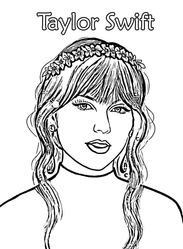 Taylor Swift boyama sayfası #41 – dikkat ve odaklanma geliştirir, A4 baskıya uygun