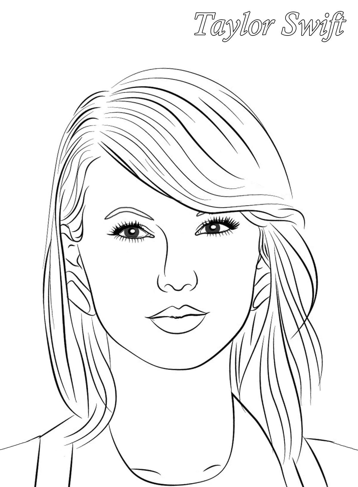 Taylor Swift boyama sayfası #42 – motor becerileri destekler, mürekkep tasarrufu sağlar