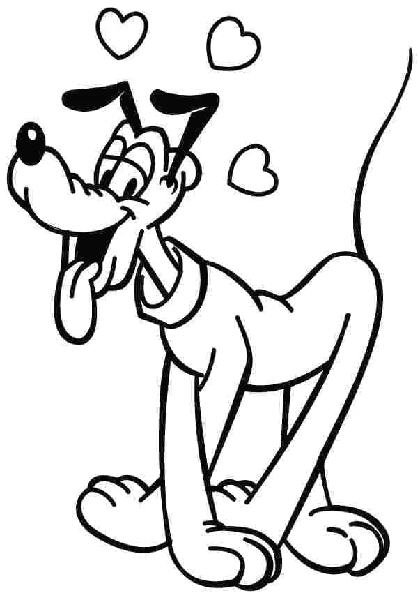 Pluto (Disney) boyama sayfası – renkli çizimler, okul öncesi