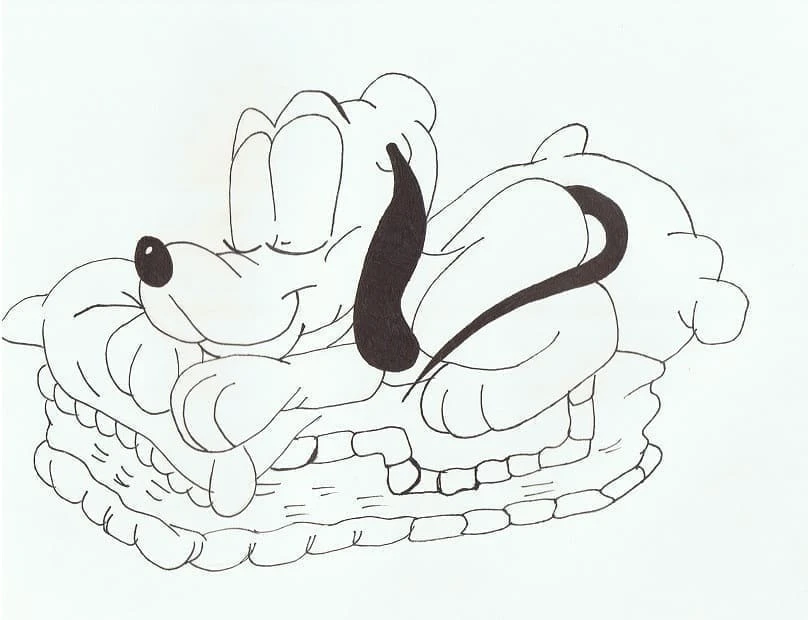 Pluto (Disney) boyama sayfası – eğlenceli etkinlik, el becerilerini geliştirir
