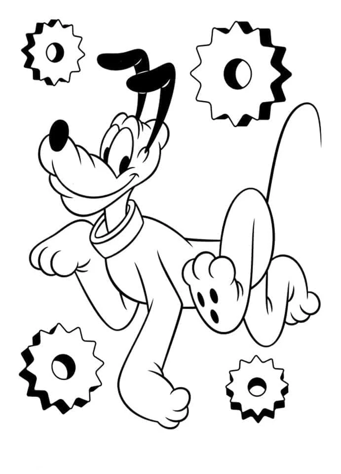 Pluto (Disney) boyama sayfası – sanatsal çalışma, çocuklar için