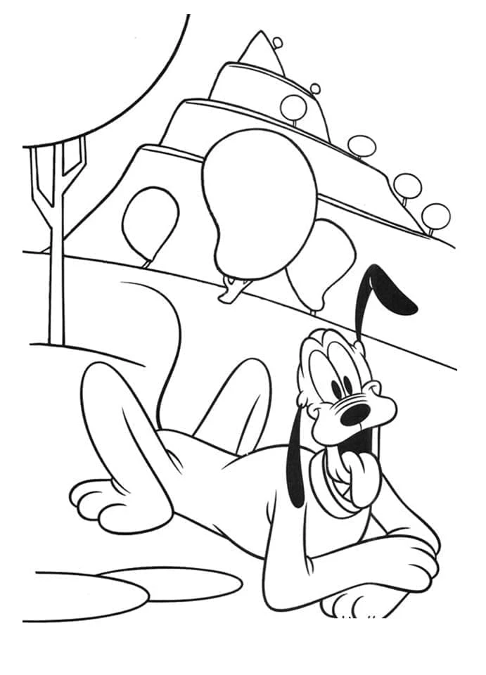 Pluto (Disney) boyama sayfası – renkli çizimler, okul öncesi