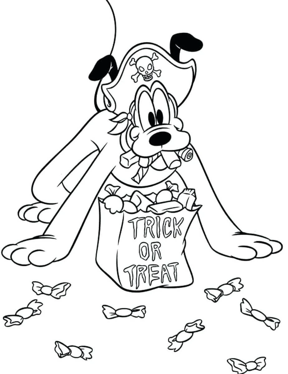 Pluto (Disney) boyama sayfası – kolay boyama, eğitici aktivite