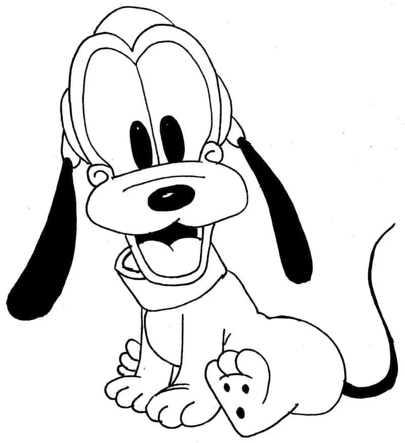 Pluto (Disney) boyama sayfası – çizgi film temalı, basit çizim