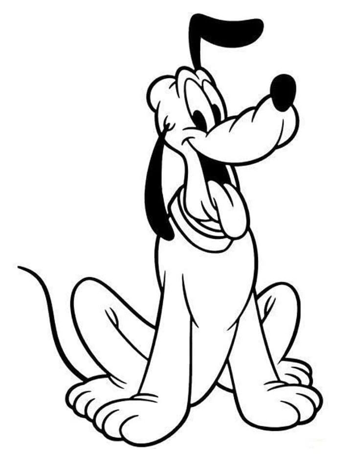 Pluto (Disney) boyama sayfası – sevimli karakter, sanatsal çalışma