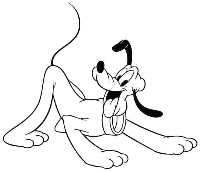 Pluto (Disney) boyama sayfası – çizgi film temalı, basit çizim