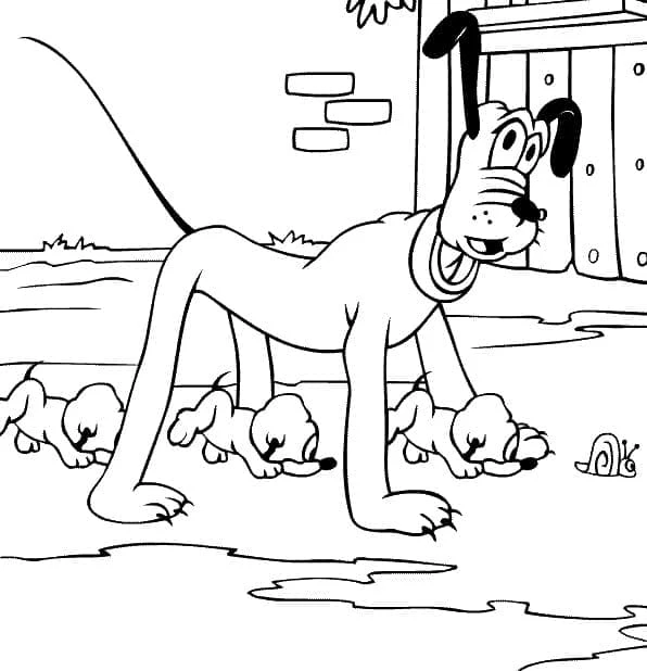 Pluto (Disney) boyama sayfası – sanatsal çalışma, çocuklar için