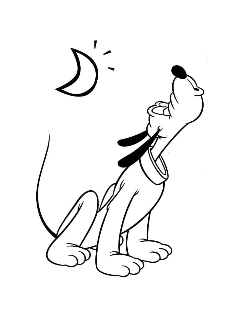 Pluto (Disney) boyama sayfası – kolay boyama, eğitici aktivite