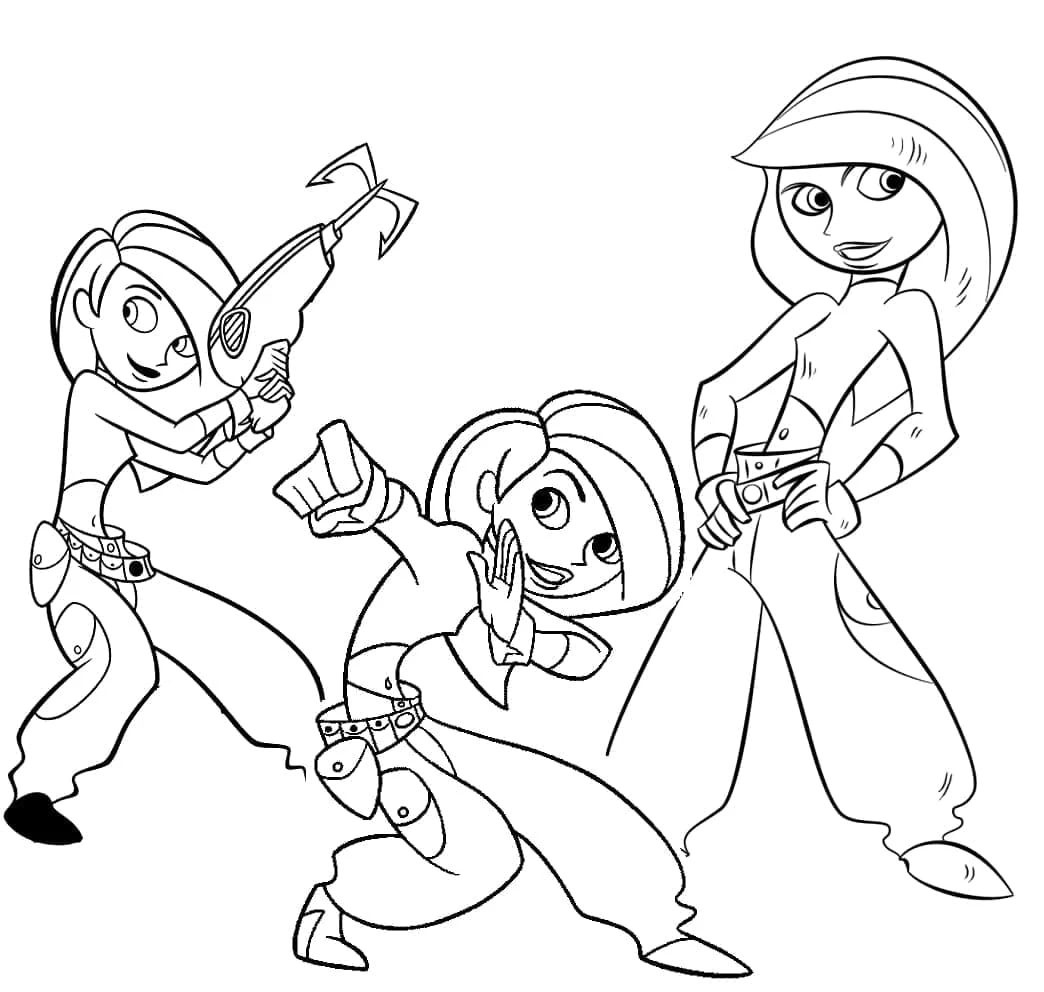 Kim Possible boyama sayfası – renkli çizimler, okul öncesi