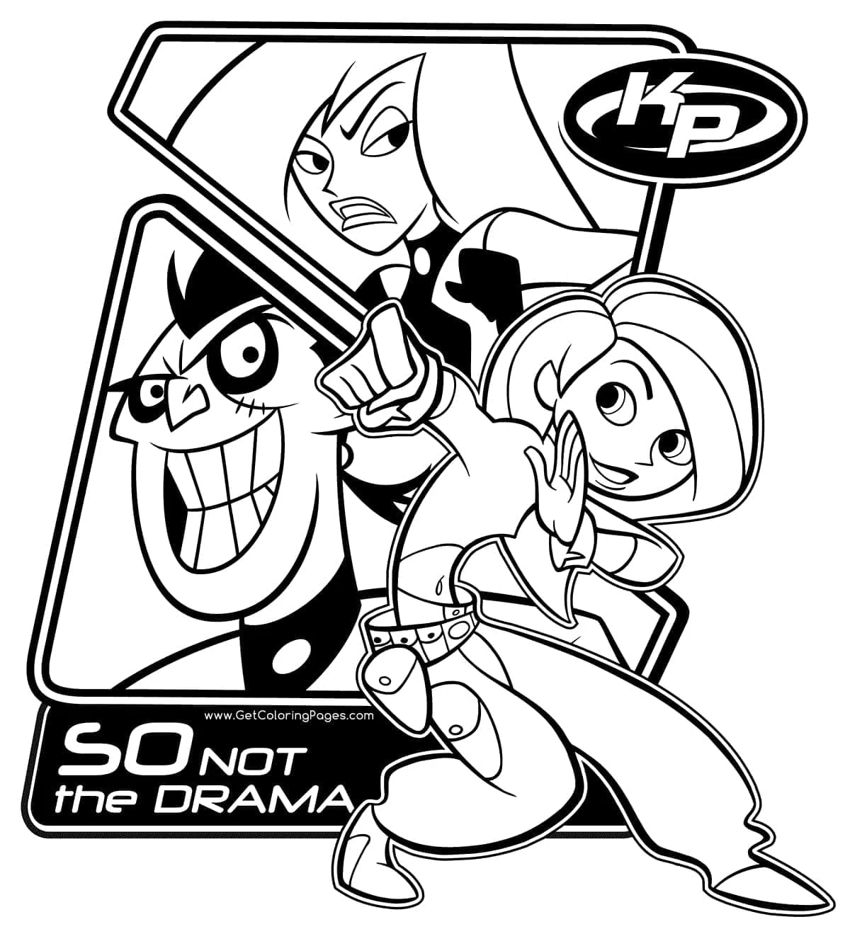 Kim Possible boyama sayfası – eğlenceli etkinlik, el becerilerini geliştirir