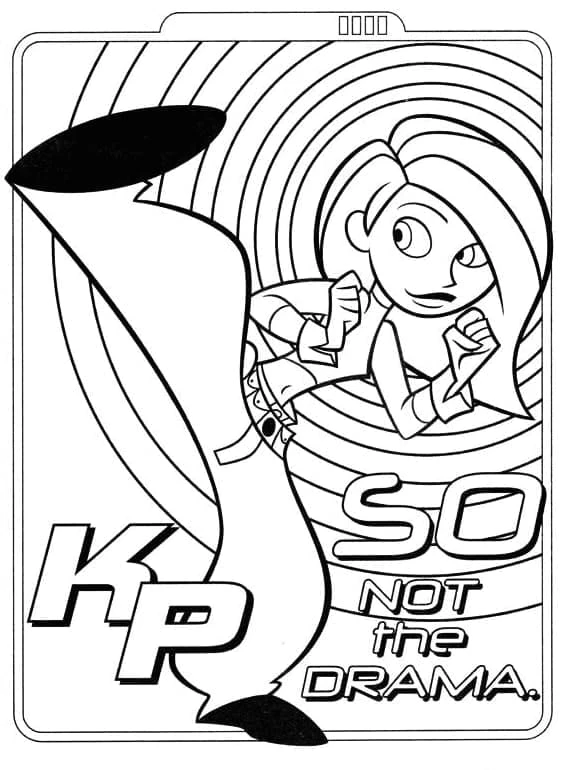 Kim Possible boyama sayfası – sevimli karakter, sanatsal çalışma
