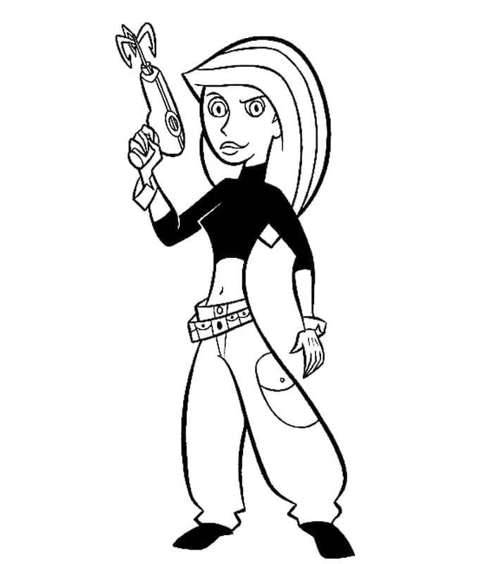 Kim Possible boyama sayfası – çizgi film temalı, basit çizim