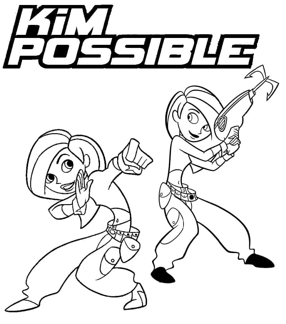 Kim Possible boyama sayfası – el becerilerini geliştirir, boyama çalışması