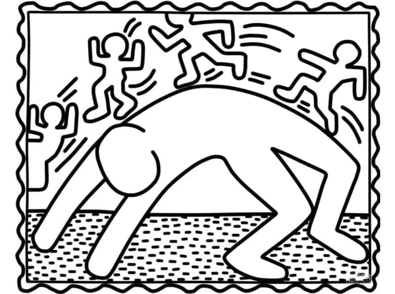 Keith Haring boyama sayfası – el becerilerini geliştirir, boyama çalışması