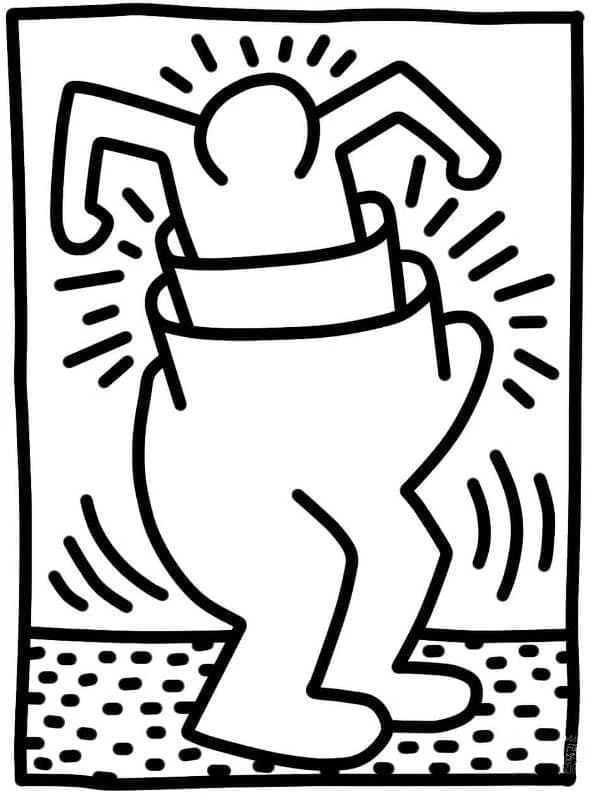 Keith Haring boyama sayfası – keyifli zaman, renkli çizimler