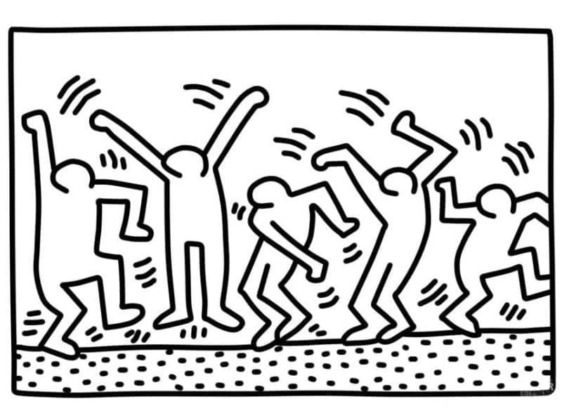 Keith Haring boyama sayfası – çocuk aktivitesi, PDF indir