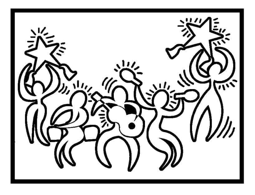Keith Haring boyama sayfası – sanatsal çalışma, çocuklar için