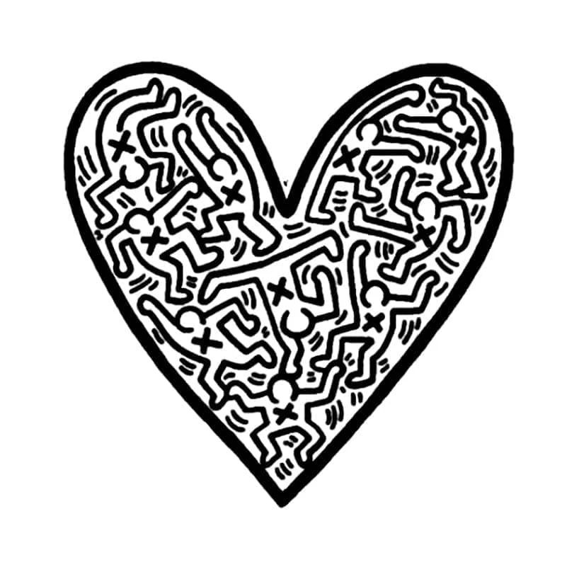 Keith Haring boyama sayfası – PDF indir, sevimli karakter
