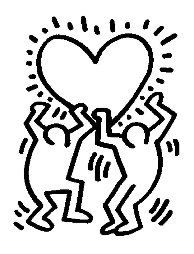 Keith Haring boyama sayfası – çocuklar için, çizgi film temalı