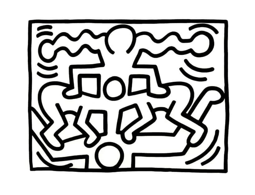 Keith Haring boyama sayfası – boyama etkinliği, çocuk aktivitesi