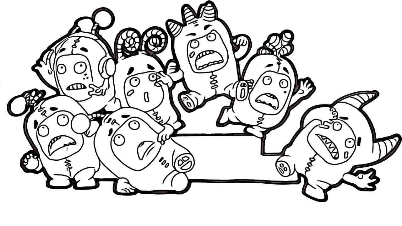 Oddbods boyama sayfası – sevimli karakter, sanatsal çalışma