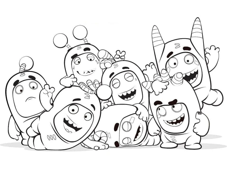 Oddbods boyama sayfası – basit çizim, kolay boyama