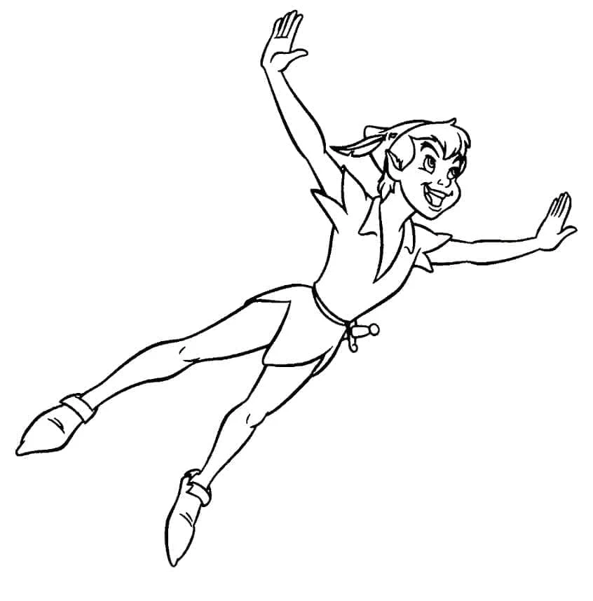 Peter Pan boyama sayfası – eğlenceli etkinlik, el becerilerini geliştirir