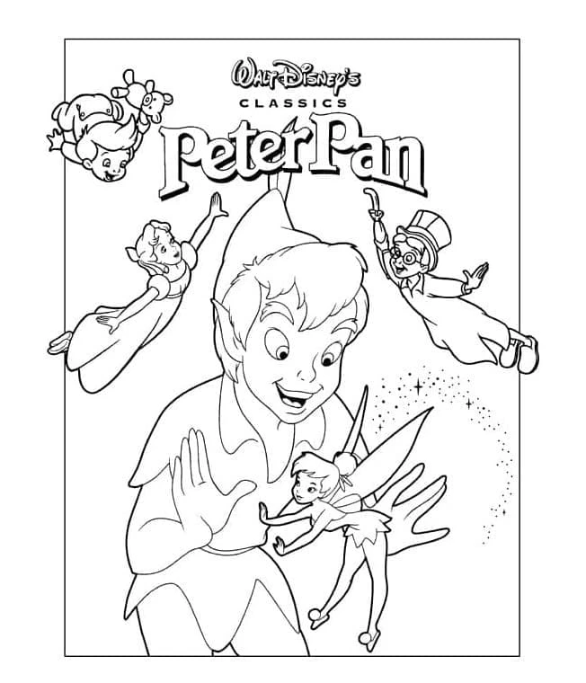 Peter Pan boyama sayfası – el becerilerini geliştirir, boyama çalışması