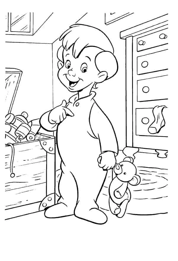 Peter Pan boyama sayfası – eğlenceli etkinlik, el becerilerini geliştirir