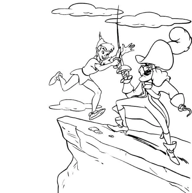 Peter Pan boyama sayfası – sanatsal çalışma, çocuklar için