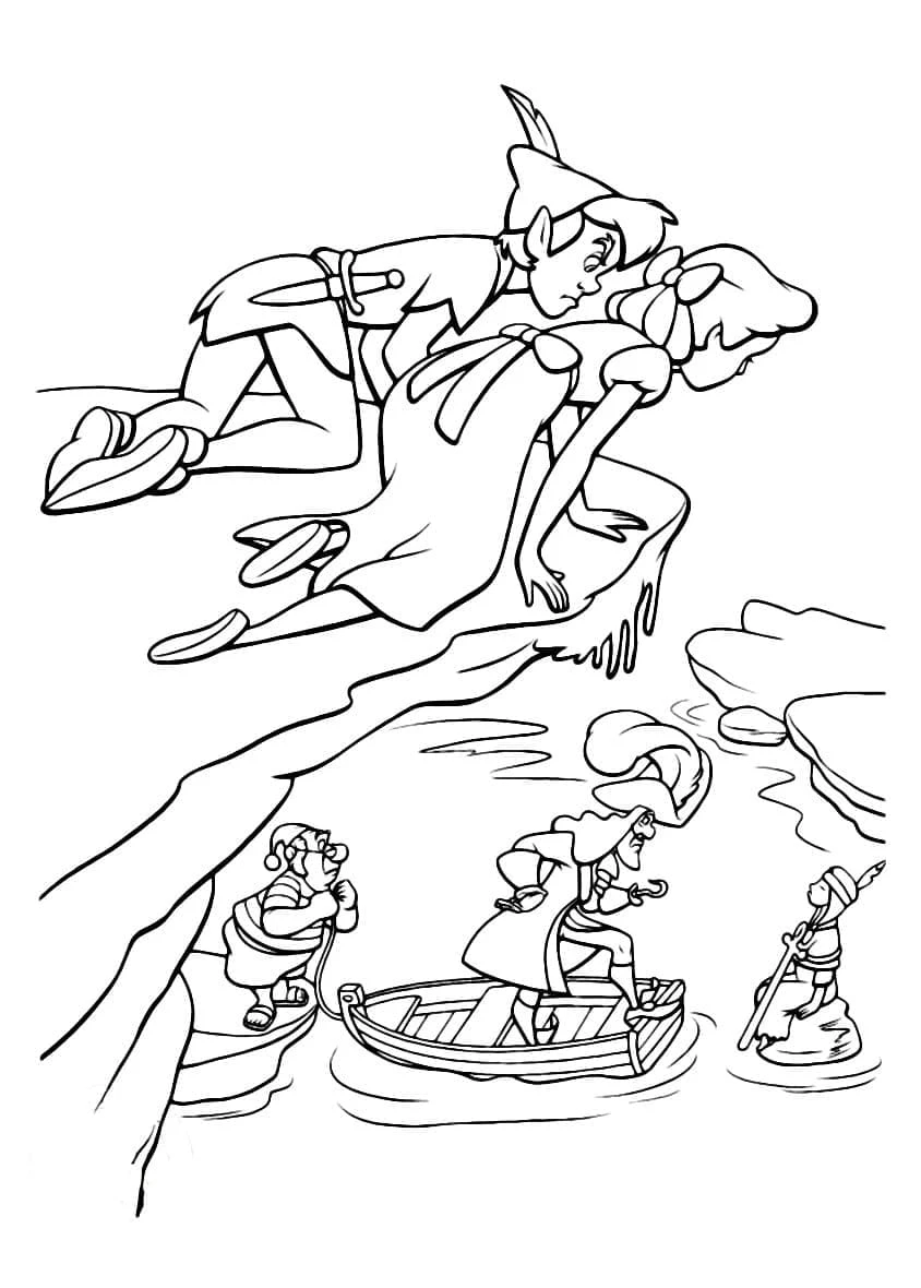 Peter Pan boyama sayfası – boyama çalışması, yaratıcılığı geliştirir