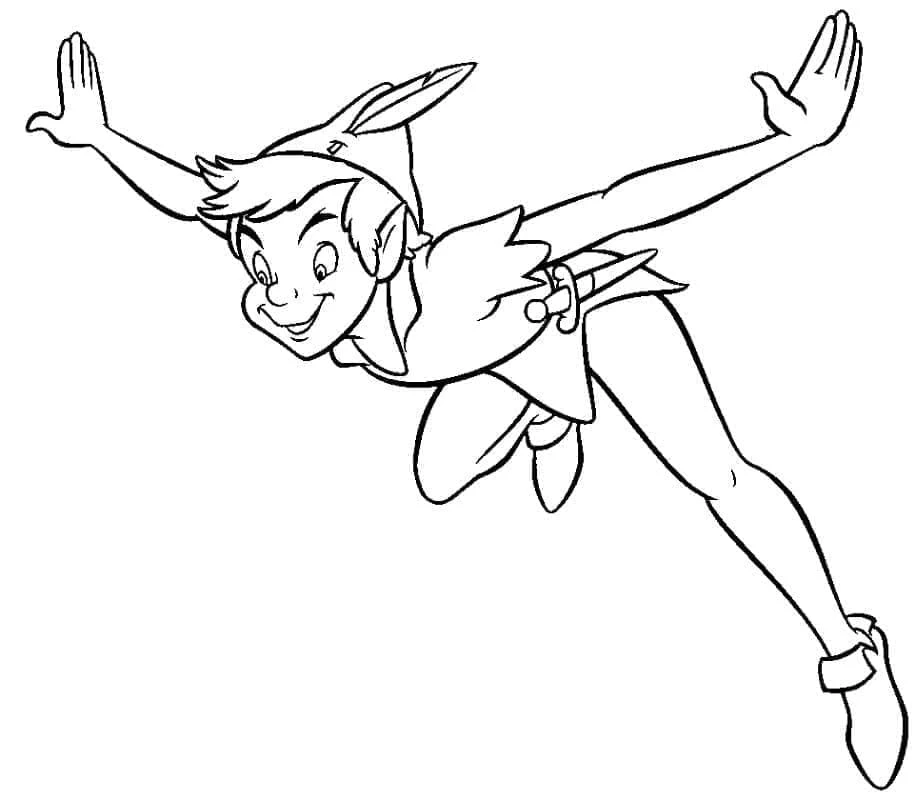 Peter Pan boyama sayfası – kolay boyama, eğitici aktivite