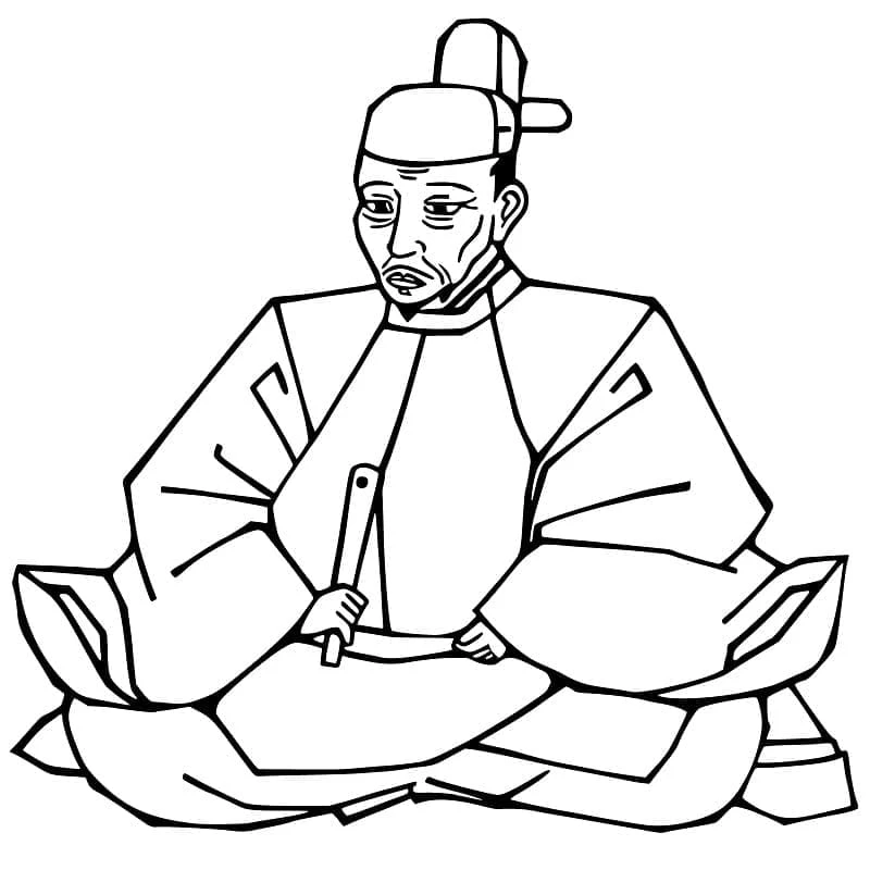 Japonya boyama sayfası – sevimli karakter, sanatsal çalışma