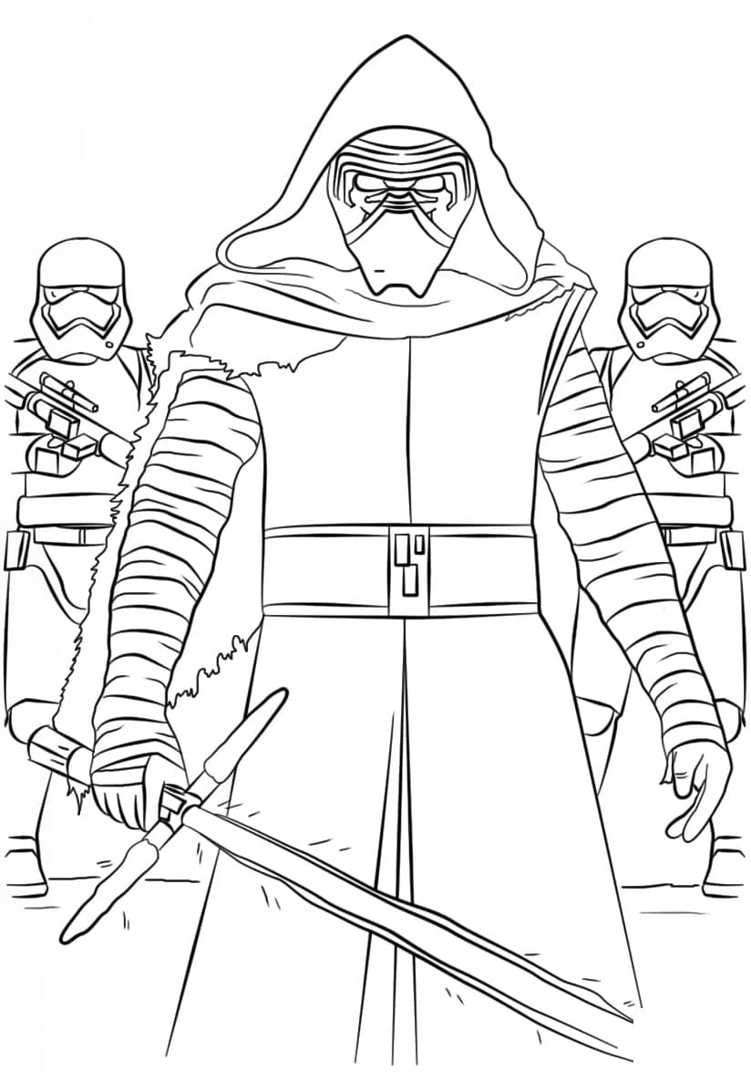 Kylo Ren boyama sayfası – sevimli karakter, sanatsal çalışma
