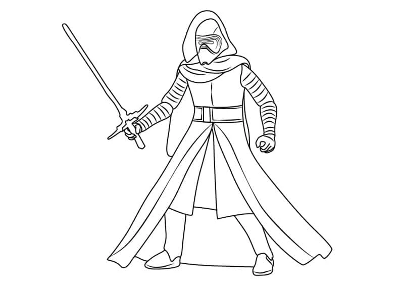 Kylo Ren boyama sayfası – el becerilerini geliştirir, boyama çalışması