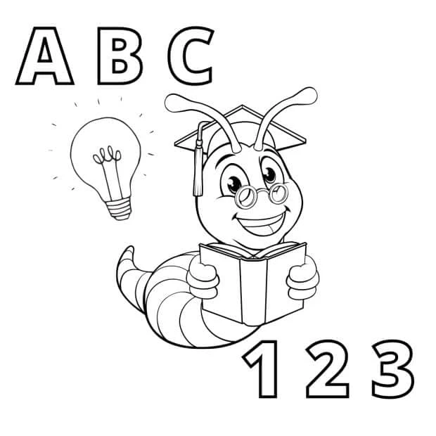 Solucan boyama sayfası – PDF indir, sevimli karakter