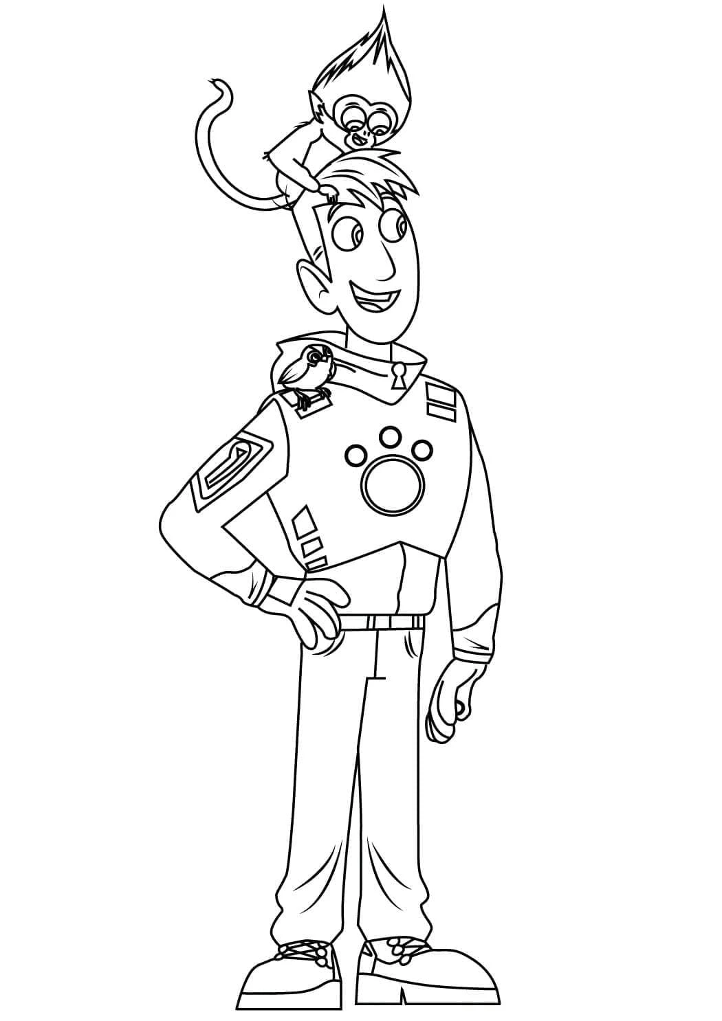 Wild Kratts boyama sayfası – renkli çizimler, okul öncesi
