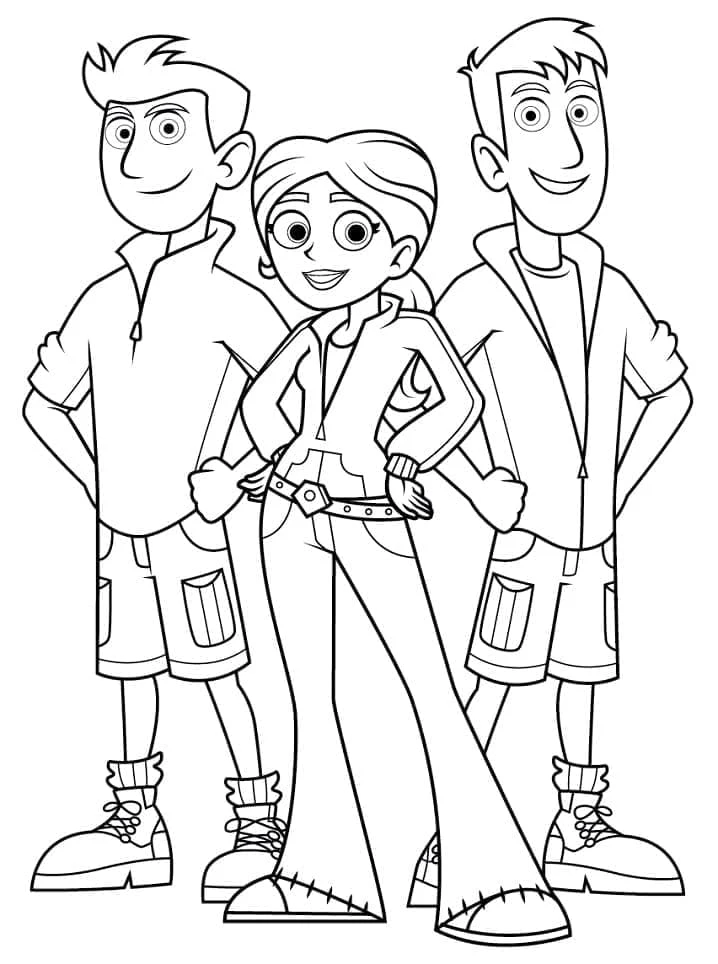 Wild Kratts boyama sayfası – basit çizim, kolay boyama