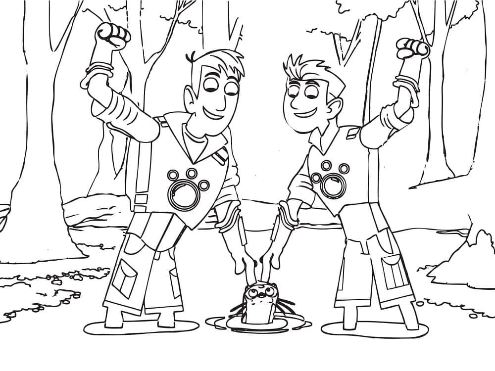 Wild Kratts boyama sayfası – PDF indir, sevimli karakter